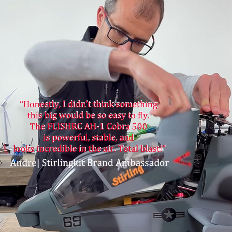 FLISHRC FL500 AH-1 Cobra 500-Class Large Scale GPS RC Helicopter Model with L7 Flight Controller 6CH RTF - stirlingkit