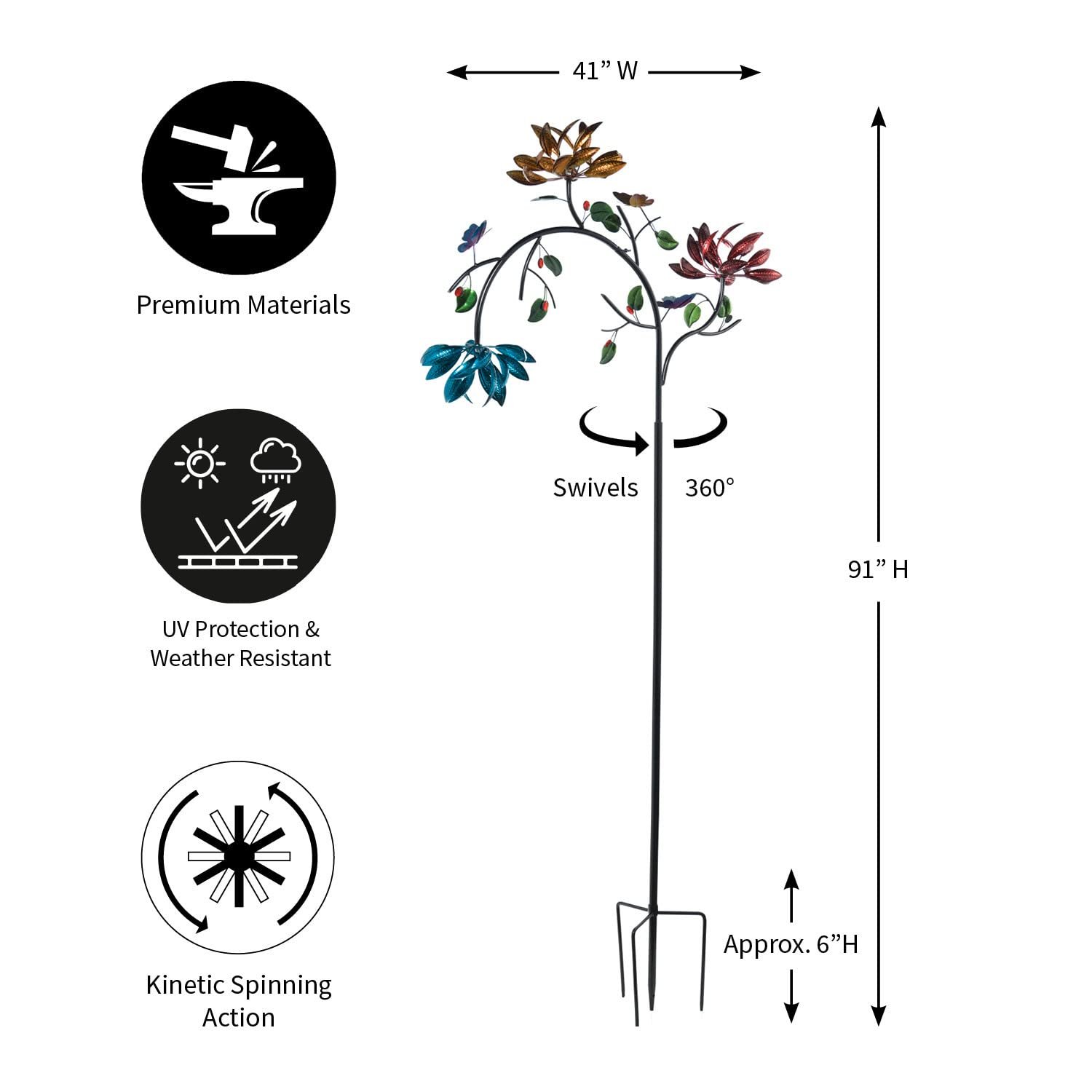 🔥70% OFF -Beautiful Summer Multi Colored Flowers Wind Spinner