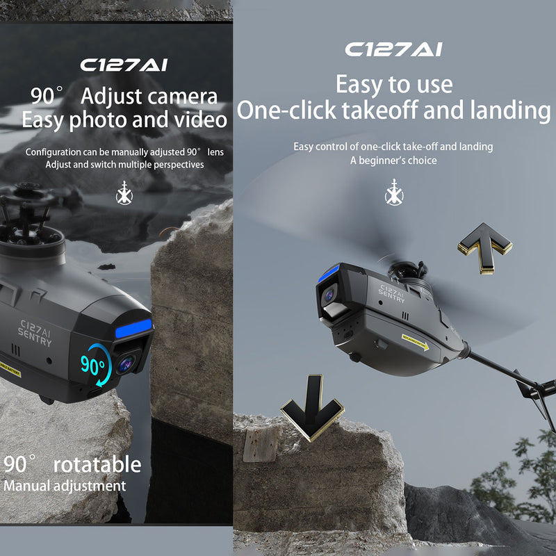 Máy bay không người lái C127AI Scout Drone Model  RC 4 kênh, động cơ cánh quạt đơn, không chổi than, không có cánh lái - Phiên bản RTF - stirlingkit