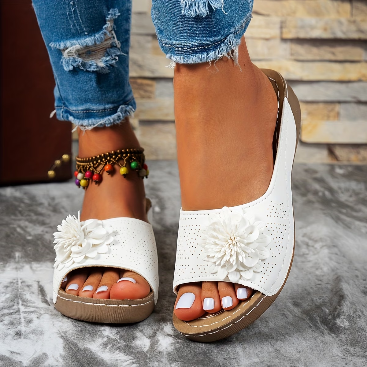 womens contrast color wedge sandals crisscross strap open toe summer shoes comfy breathable outdoor sandals 36 navy blue 10