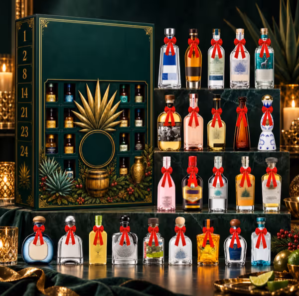 Miniature tequila bottle advent calendar decorations