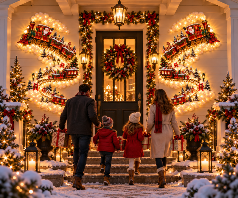 Christmas Magic Trail Wall Light displayed in a seasonal setting
