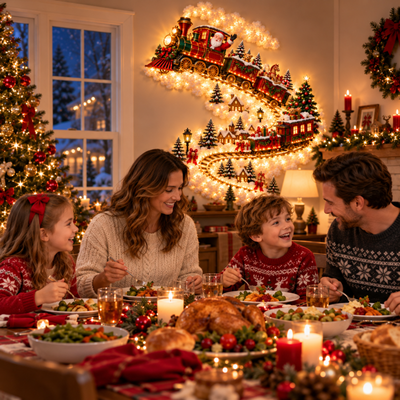 Christmas wall light detail and festive presentation