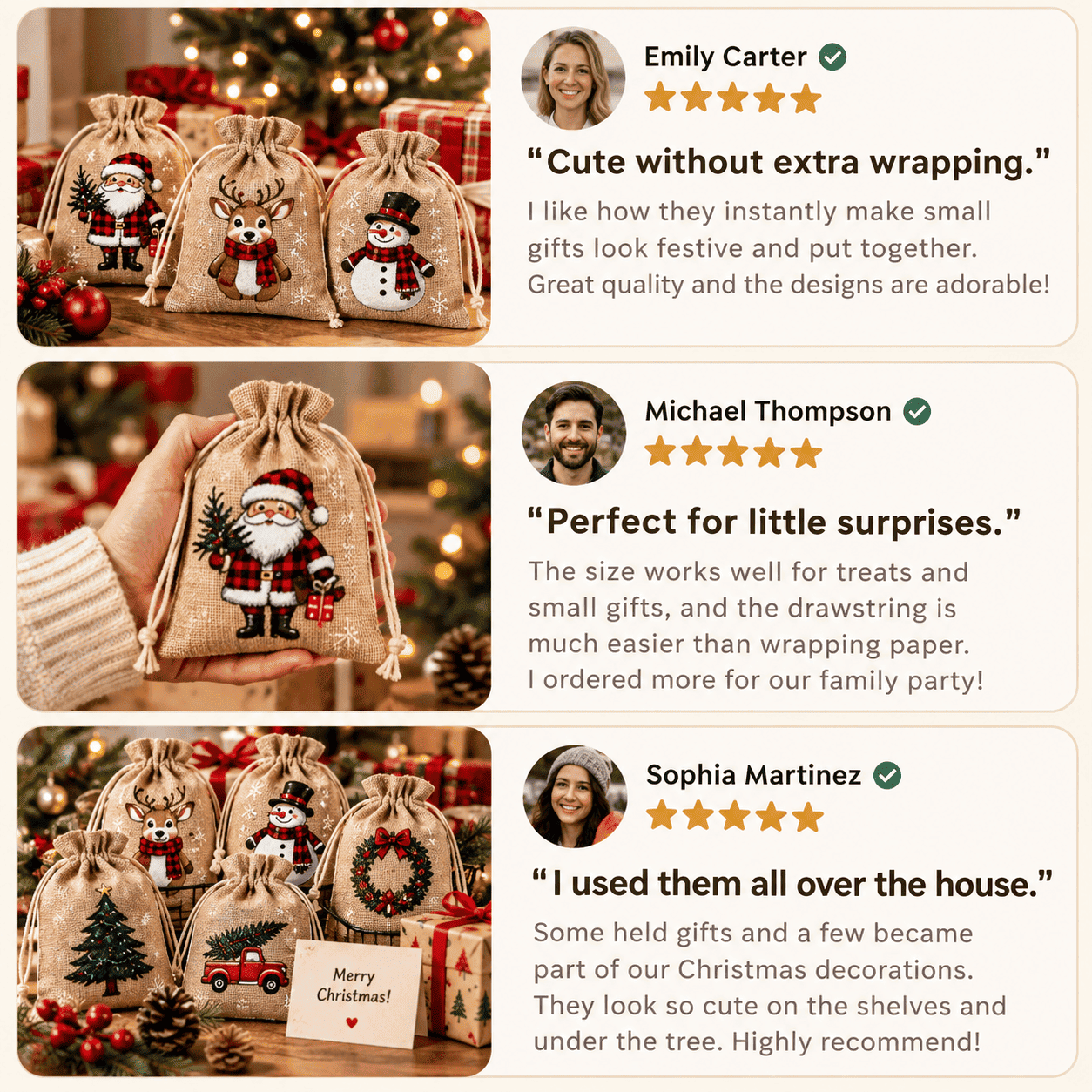 Christmas Drawstring Gift Bags