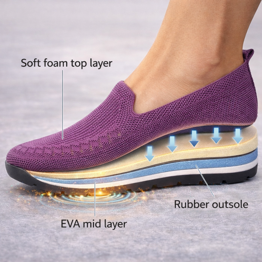 Shock-absorbing cushioned sole